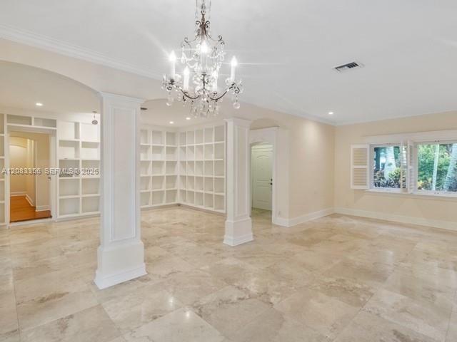 Living Room with Views to Front and Back Gardens.  Dining Room is Open to Living Room.