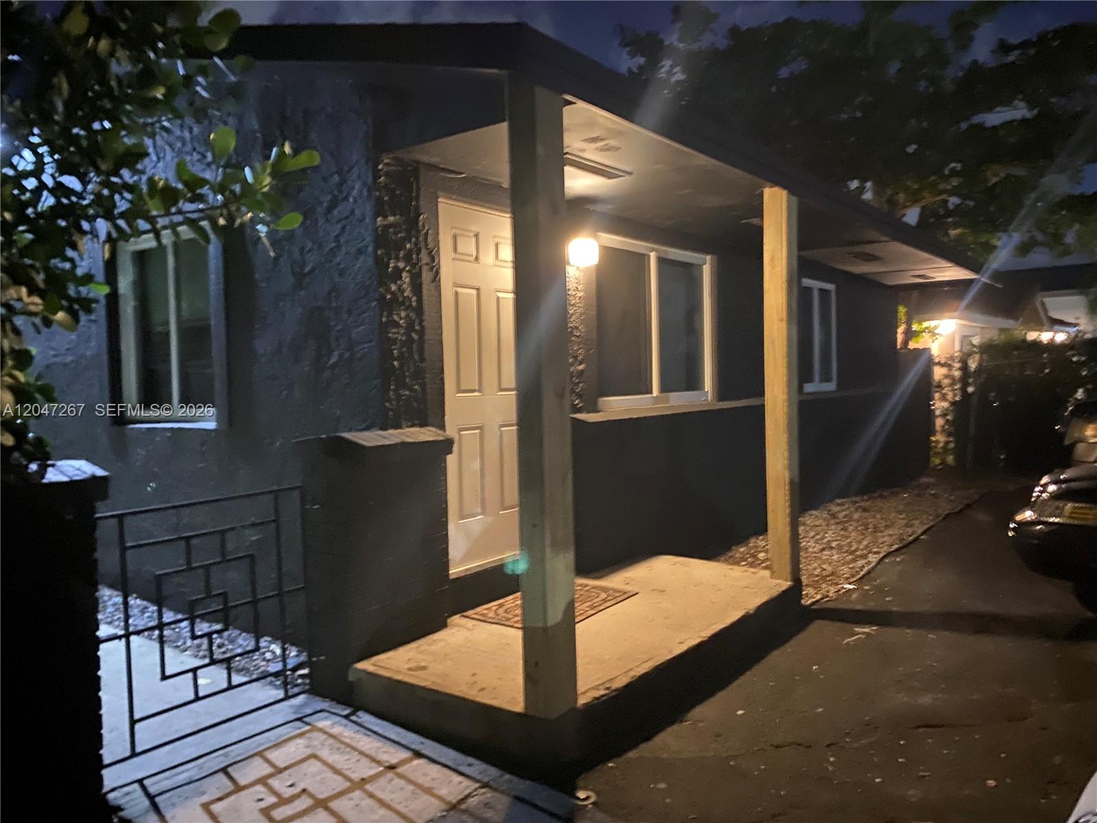 Front of structure at Night