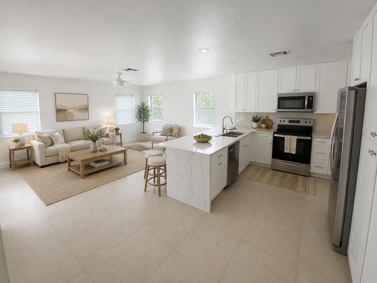 Kitchen LivingRoom Staged