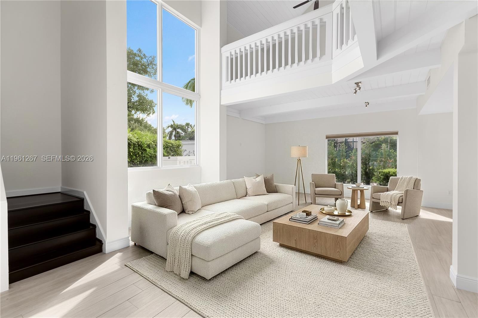 2story Sun-Lit Living room Virtually Staged