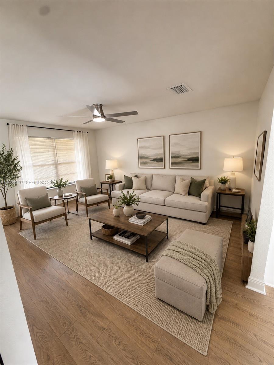 Virtually staged living room