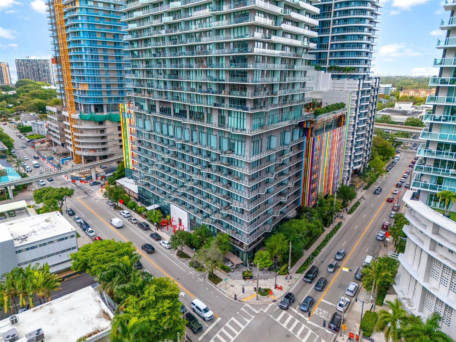 Street-level view of SLS Brickell Dua at 1300 S Miami Ave, steps from Brickell City Centre and Mary Brickell Village.