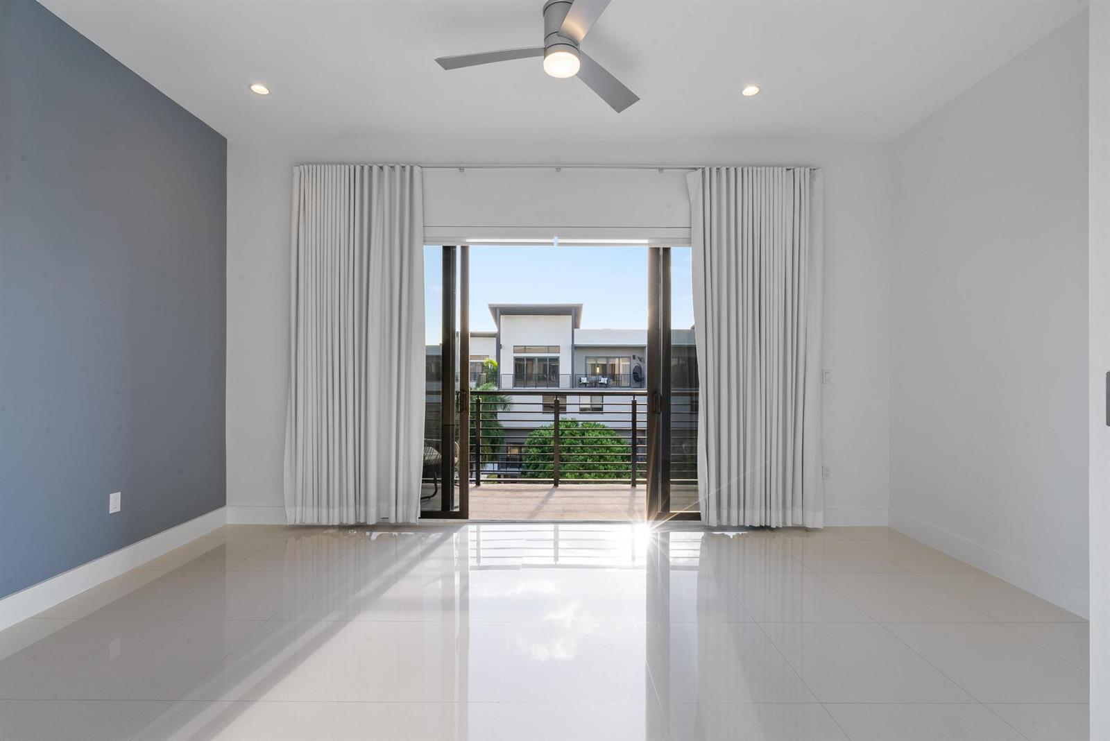 Primary bedroom open doors