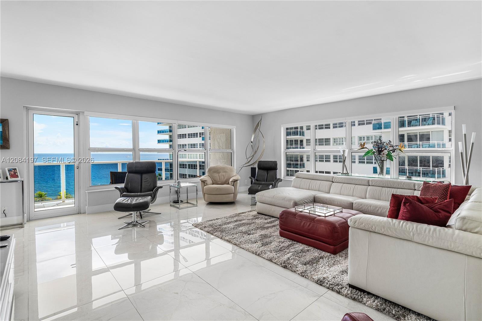 Very Large Living Room with Electric Solar Shades