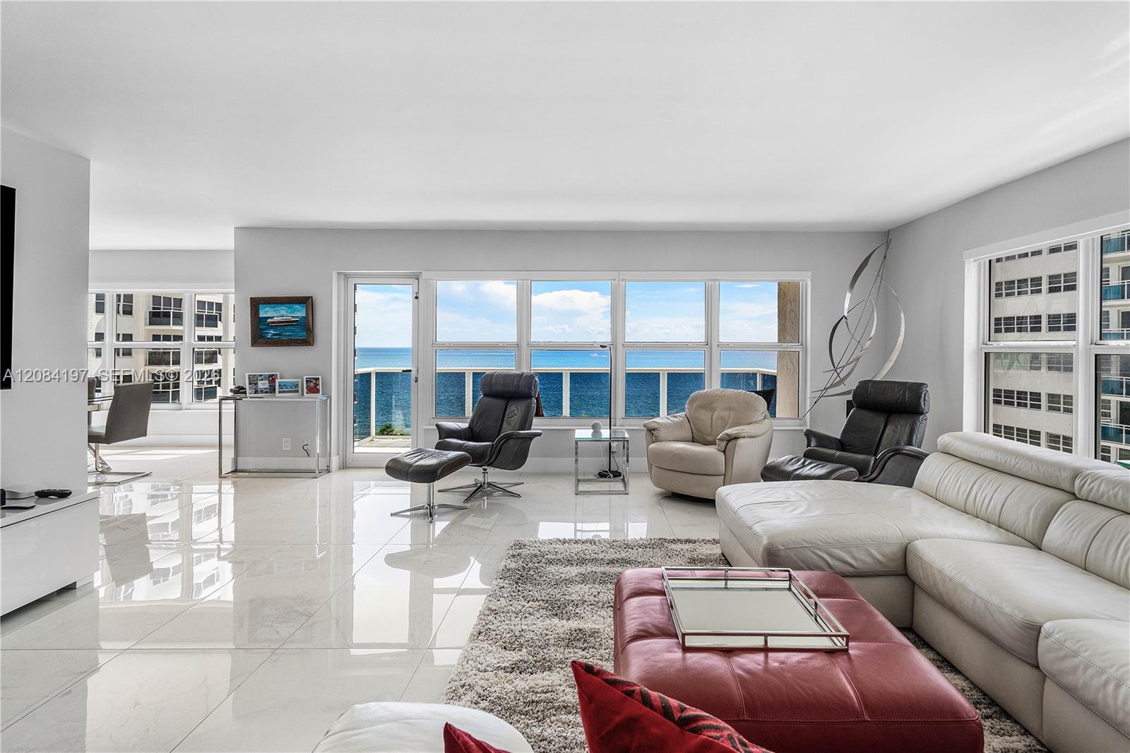 Very Large Living Room with Electric Solar Shades
