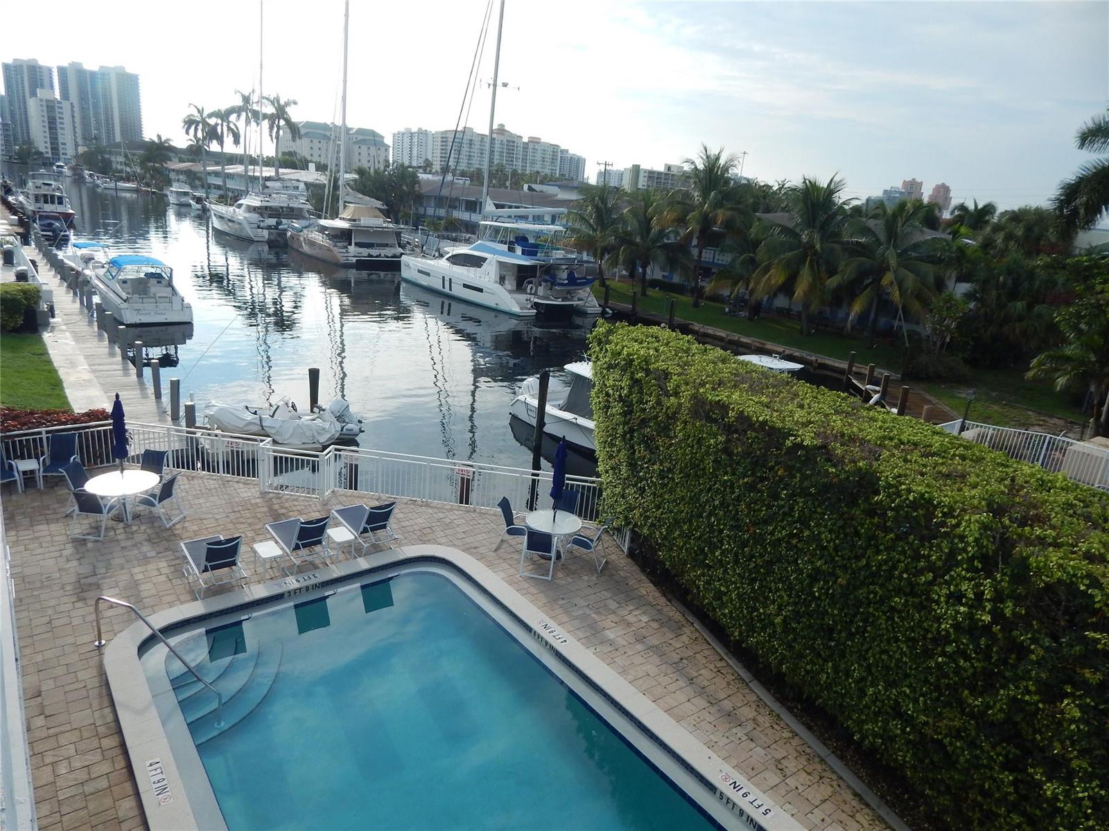 Pool overlooks the waterway
