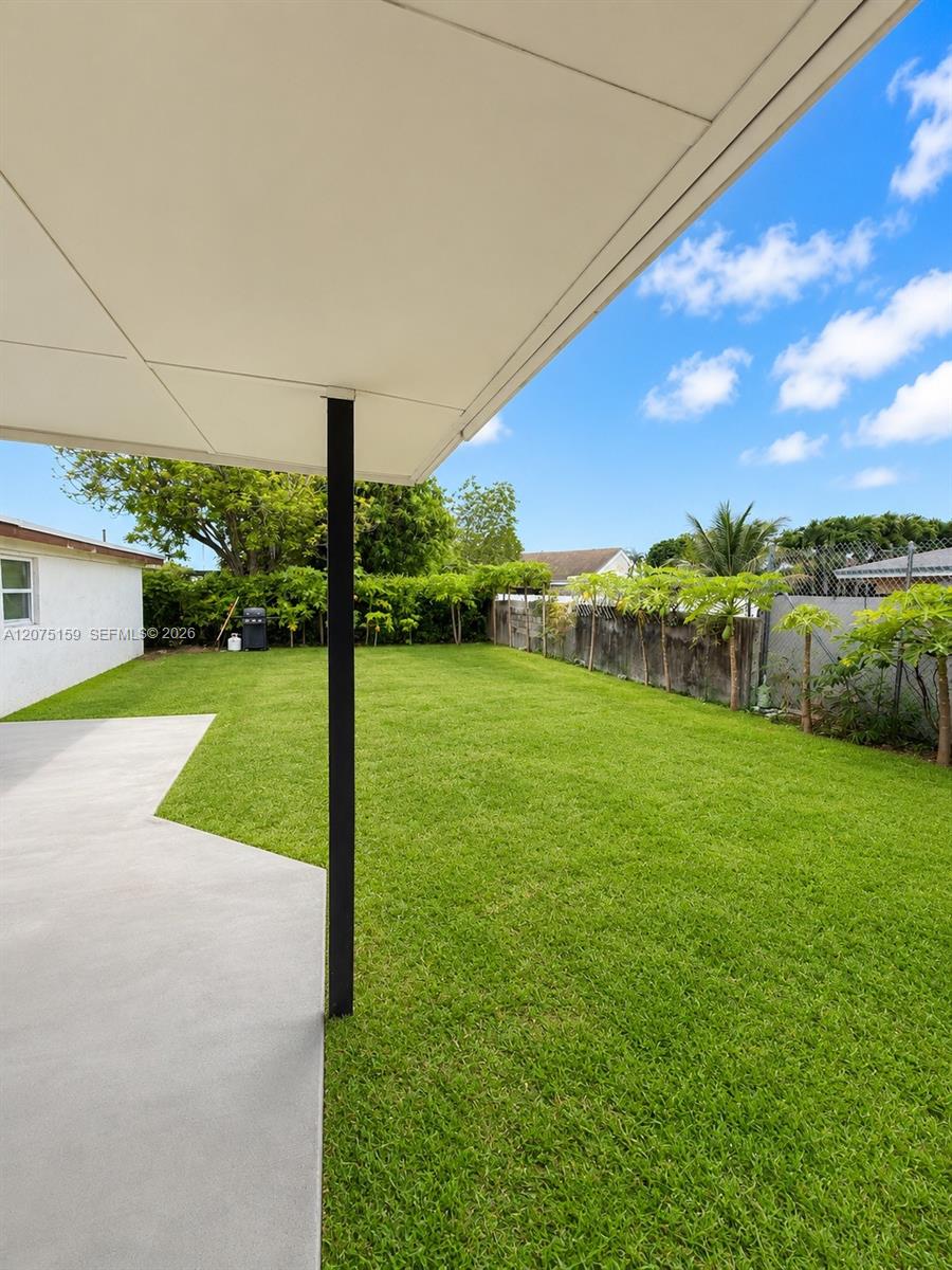 Backyard with fruit trees