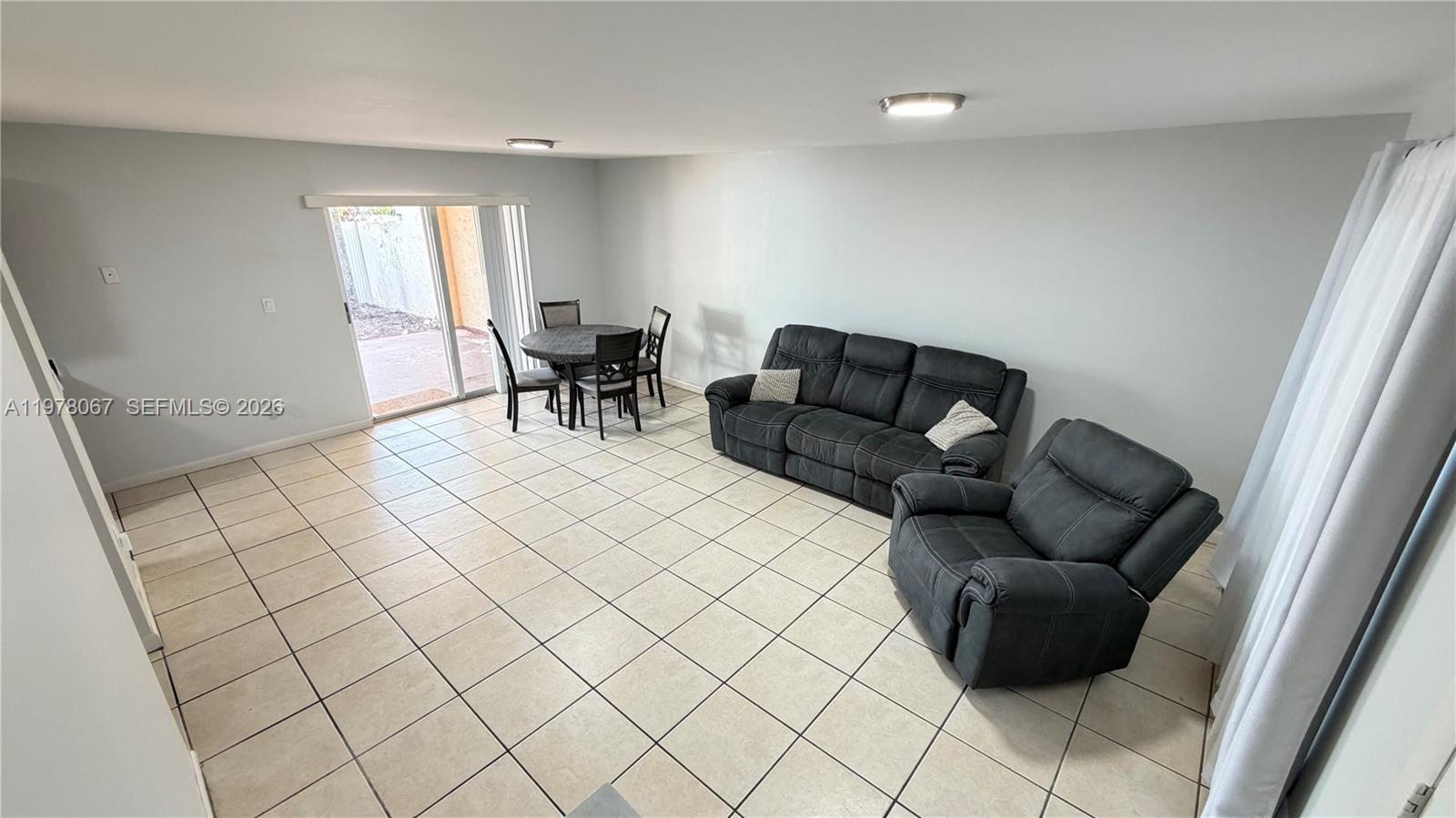 Open living room and dining room