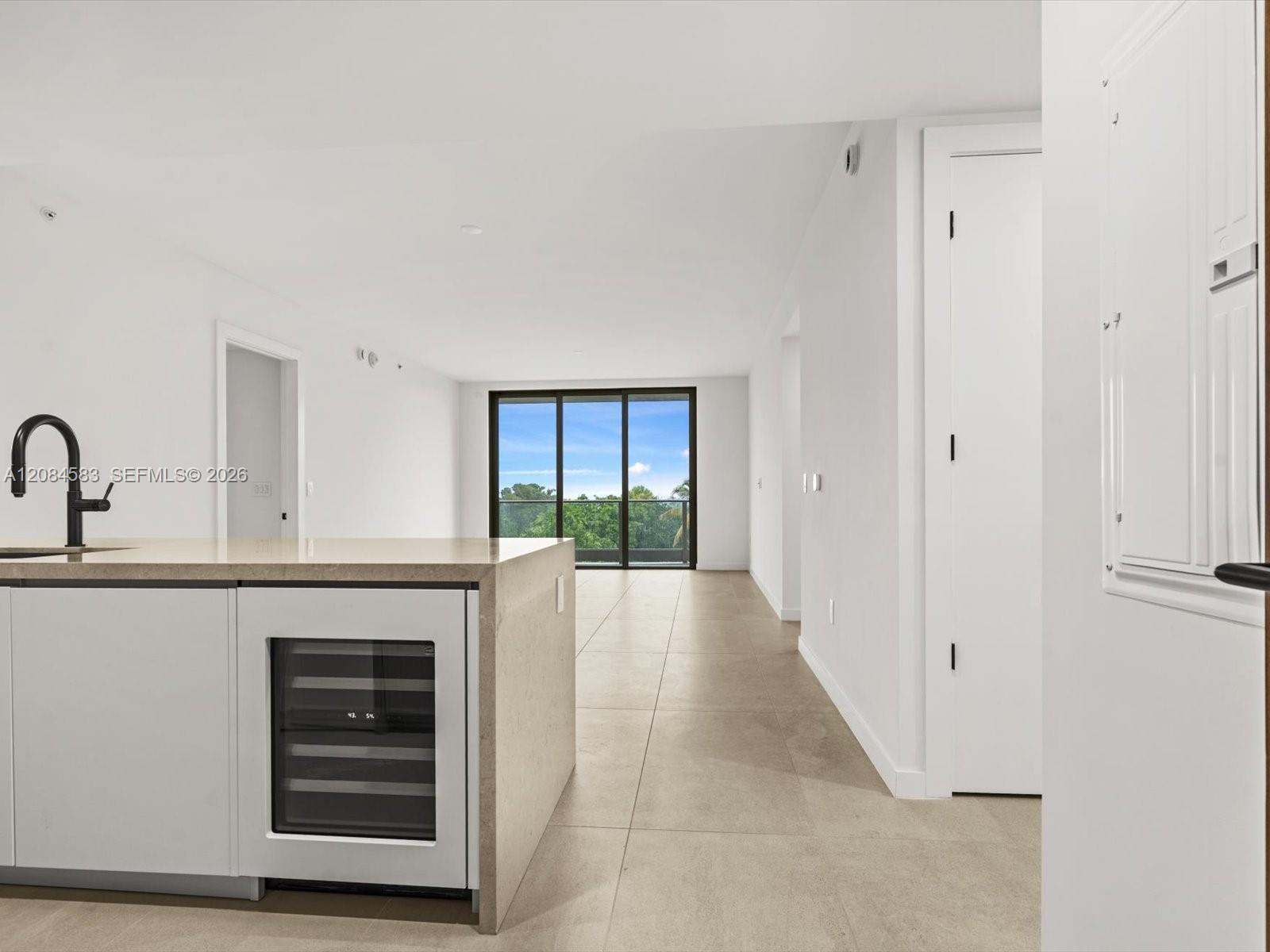 Open kitchen and living area with large center island